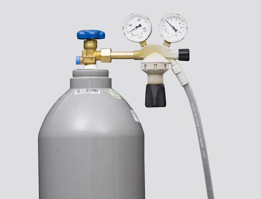 CO2 Anwendung ohne Gasvorwärmer mit vereistem Druckregler